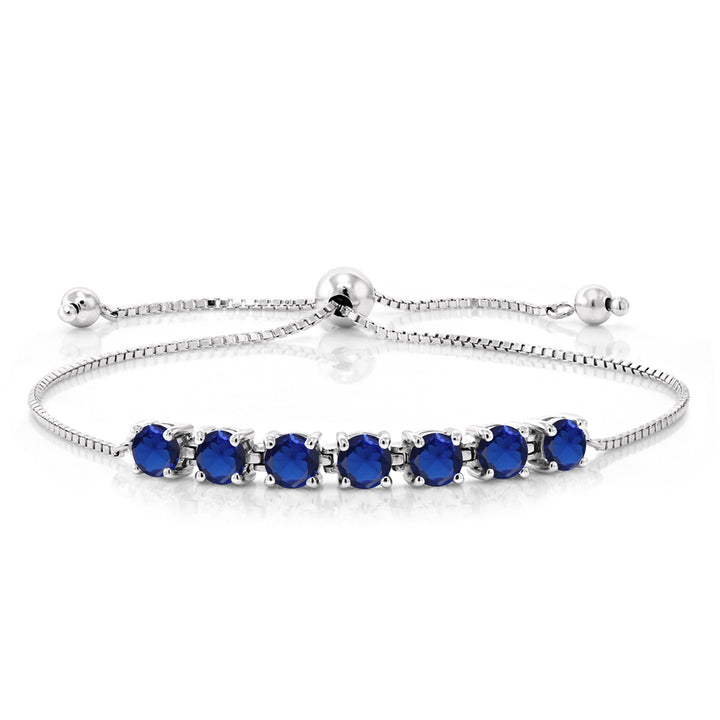 Blue Created Sapphire - September_Bracelet in 925 Sterling Silver
