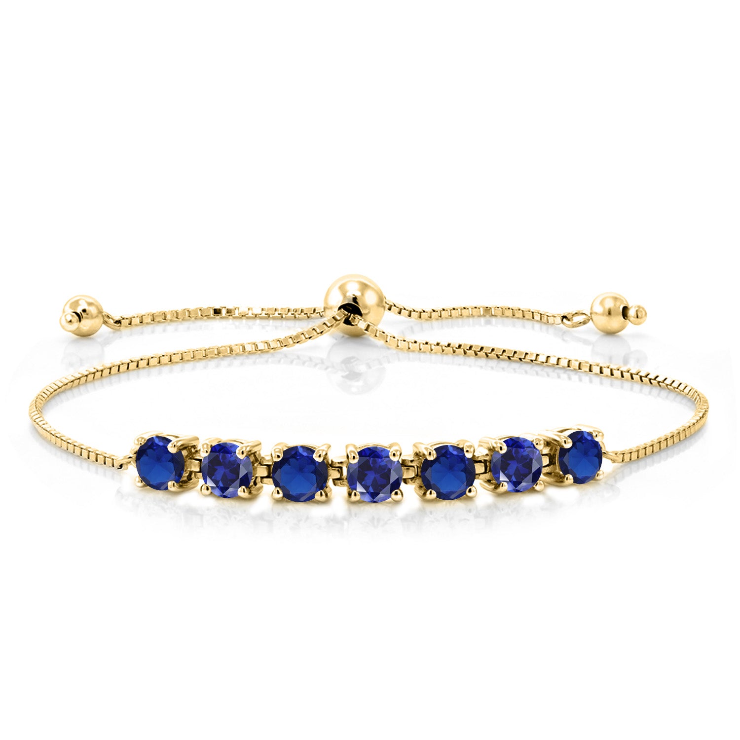 Blue Created Sapphire - September_Bracelet in 925 Yellow Gold Plated Silver