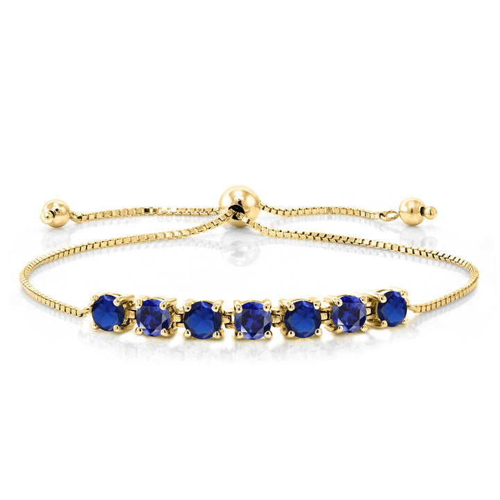 Blue Created Sapphire - September_Bracelet in 925 Yellow Gold Plated Silver
