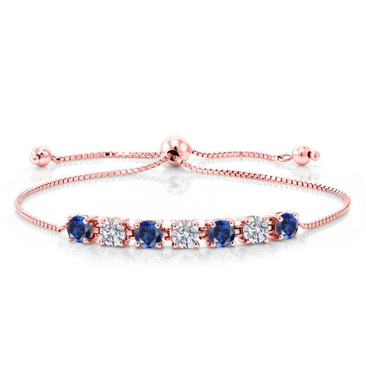 Blue Created Sapphire - September_Bracelet in 925 Rose Gold Plated Silver
