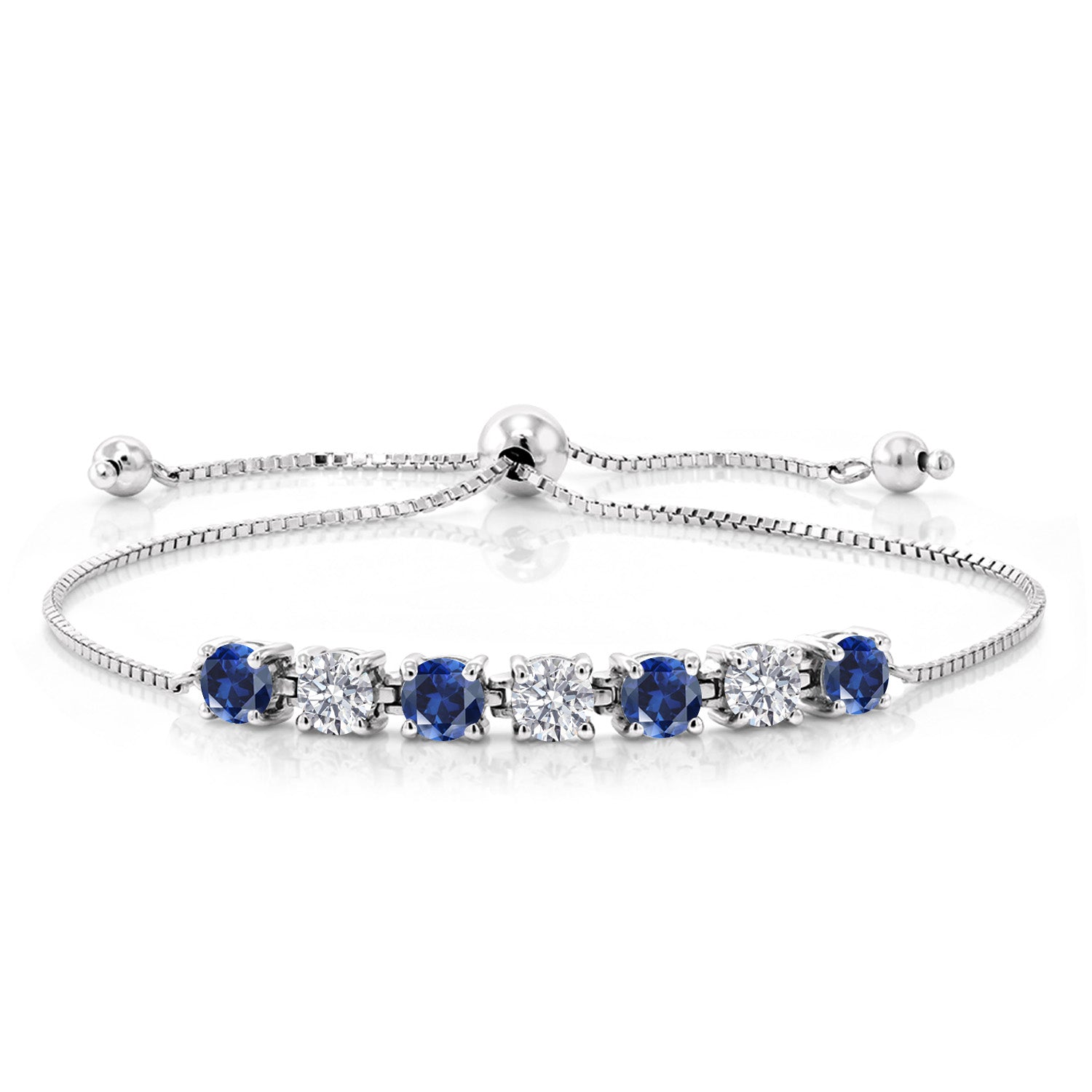 Blue Created Sapphire - September_Bracelet in 925 Sterling Silver