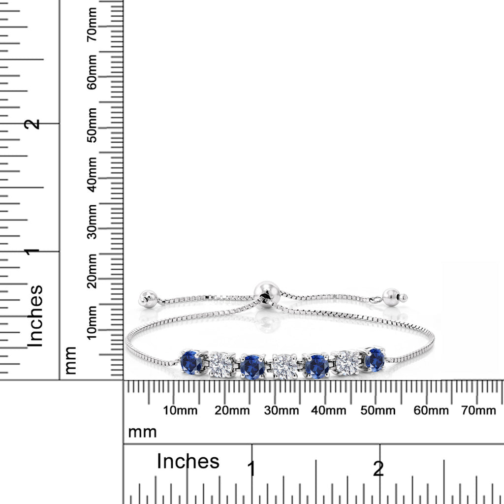 Blue Created Sapphire - September_Bracelet in 925 Sterling Silver