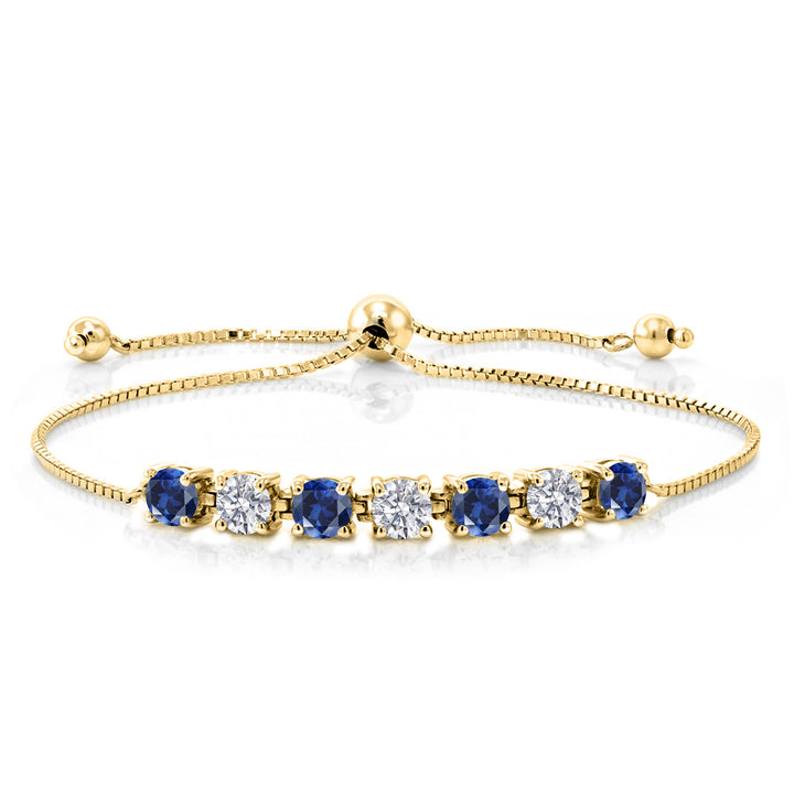 Blue Created Sapphire - September_Bracelet in 925 Yellow Gold Plated Silver