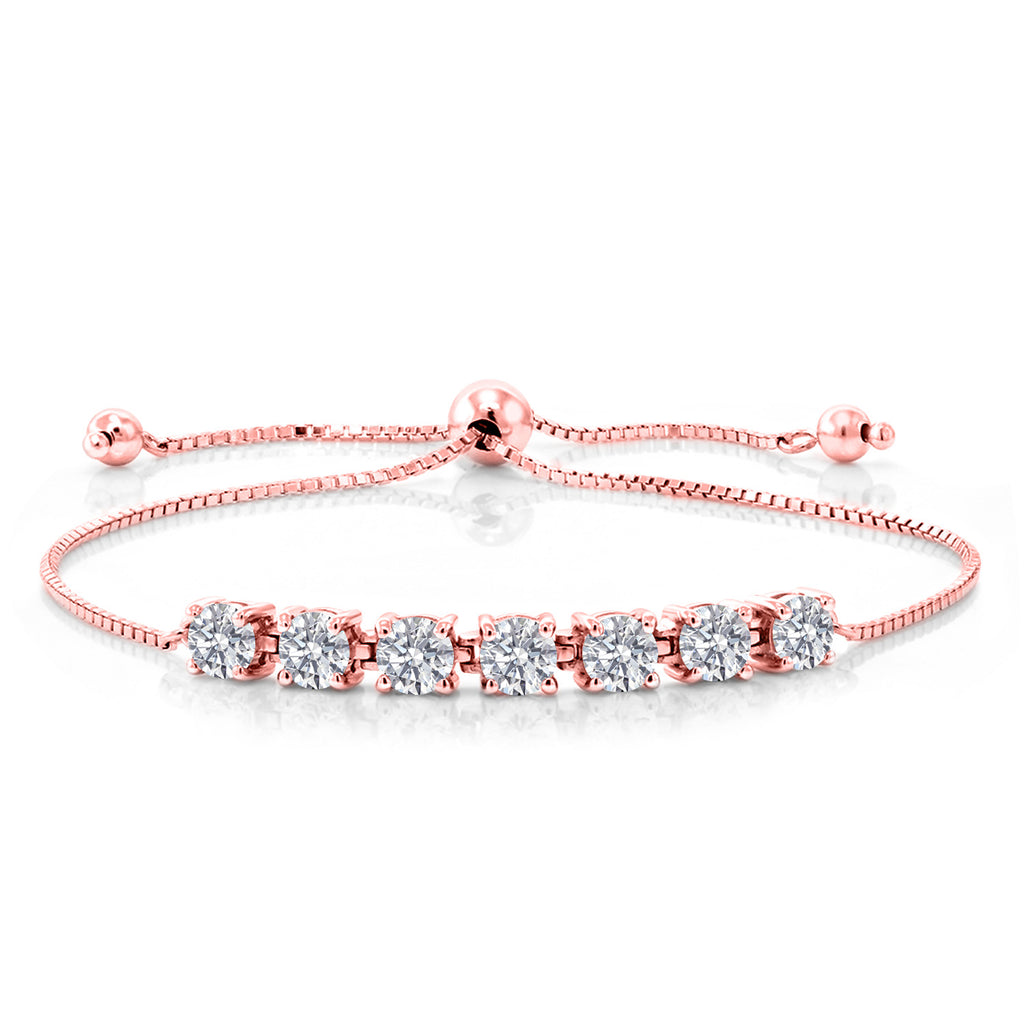White Lab Grown Diamond - April_Bracelet in 925 Rose Gold Plated Silver