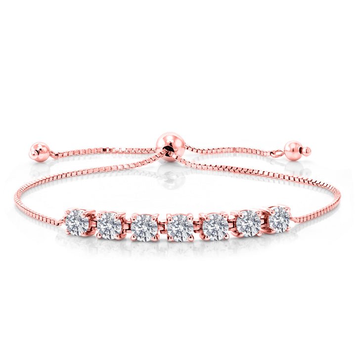 White Lab Grown Diamond - April_Bracelet in 925 Rose Gold Plated Silver