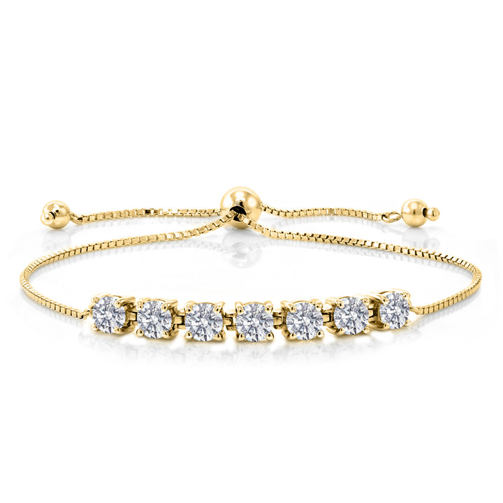 White Lab Grown Diamond - April_Bracelet in 925 Yellow Gold Plated Silver