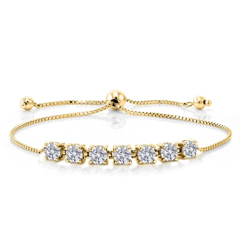 White Lab Grown Diamond - April_Bracelet in 925 Yellow Gold Plated Silver