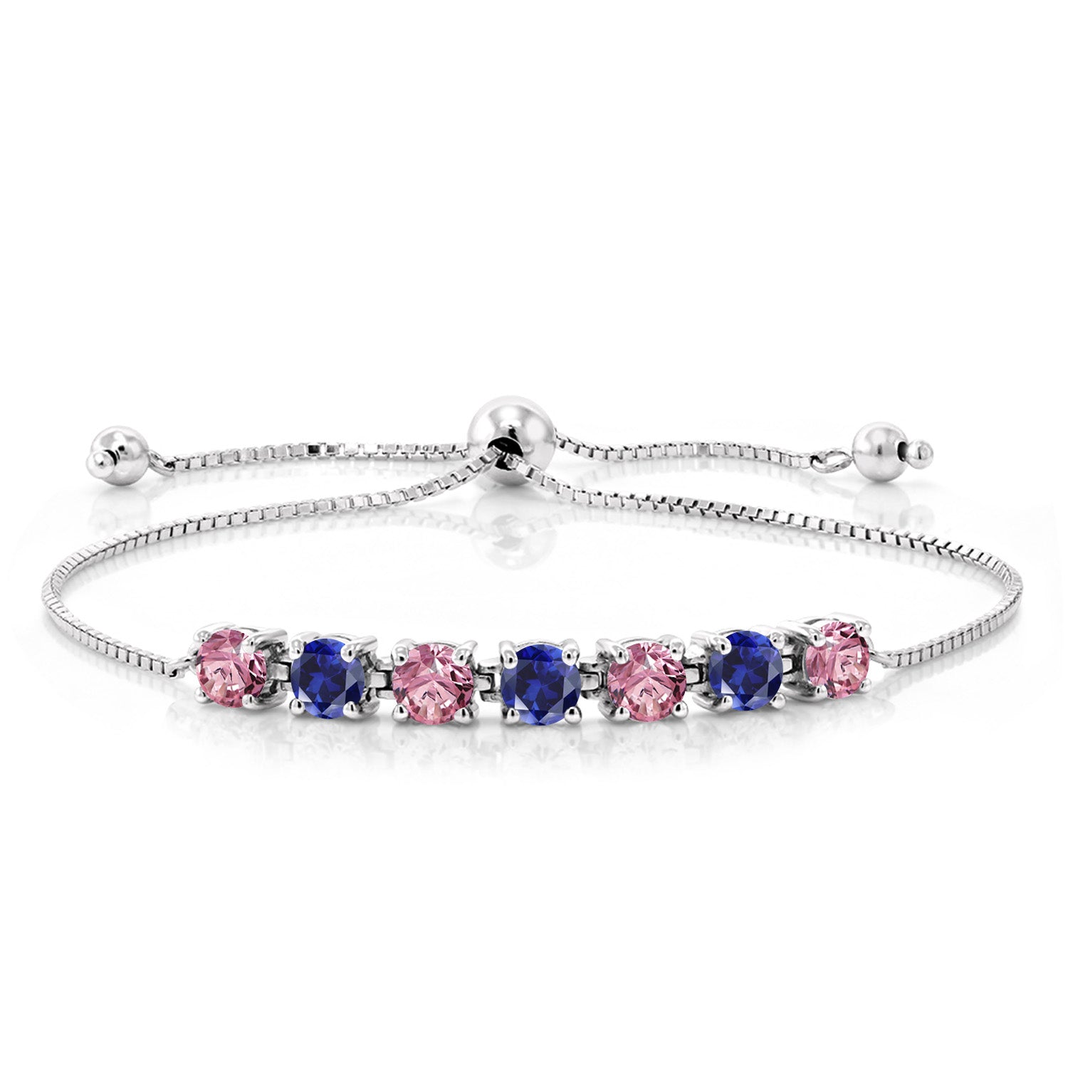 Pink Lab Grown Diamond - April_925 Sterling Silver_Bracelet in 925 Sterling Silver