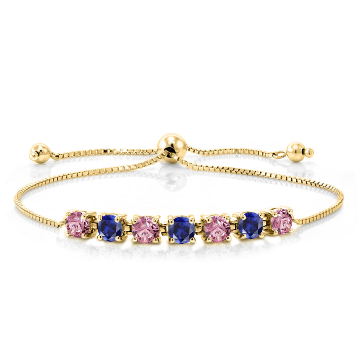 Pink Lab Grown Diamond - April_925 Yellow Gold Plated Silver_Bracelet in 925 Yellow Gold Plated Silver