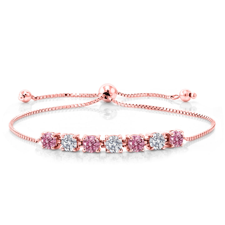 Pink Lab Grown Diamond - April_Bracelet in 925 Rose Gold Plated Silver