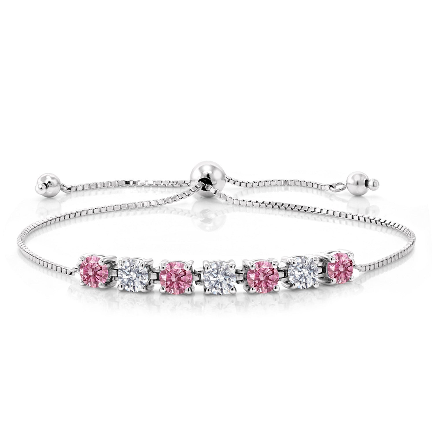 Pink Lab Grown Diamond - April_Bracelet in 925 Sterling Silver