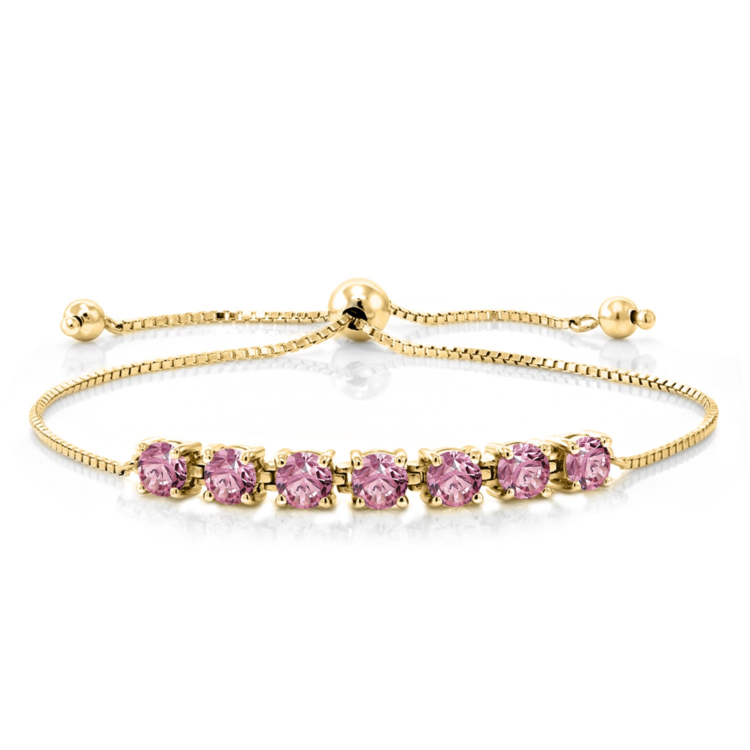 Pink Lab Grown Diamond - April_Bracelet in 925 Yellow Gold Plated Silver