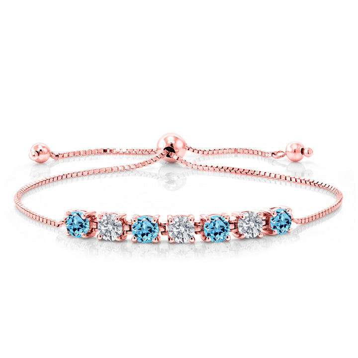Swiss Blue Topaz - November_Bracelet in 925 Rose Gold Plated Silver