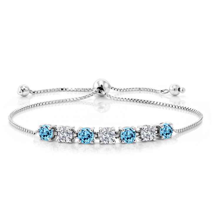 Swiss Blue Topaz - November_Bracelet in 925 Sterling Silver
