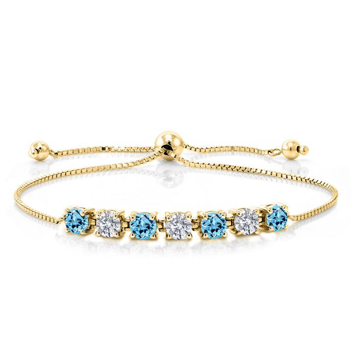 Swiss Blue Topaz - November_Bracelet in 925 Yellow Gold Plated Silver