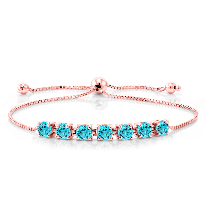 Swiss Blue Topaz - November_Bracelet in 925 Rose Gold Plated Silver
