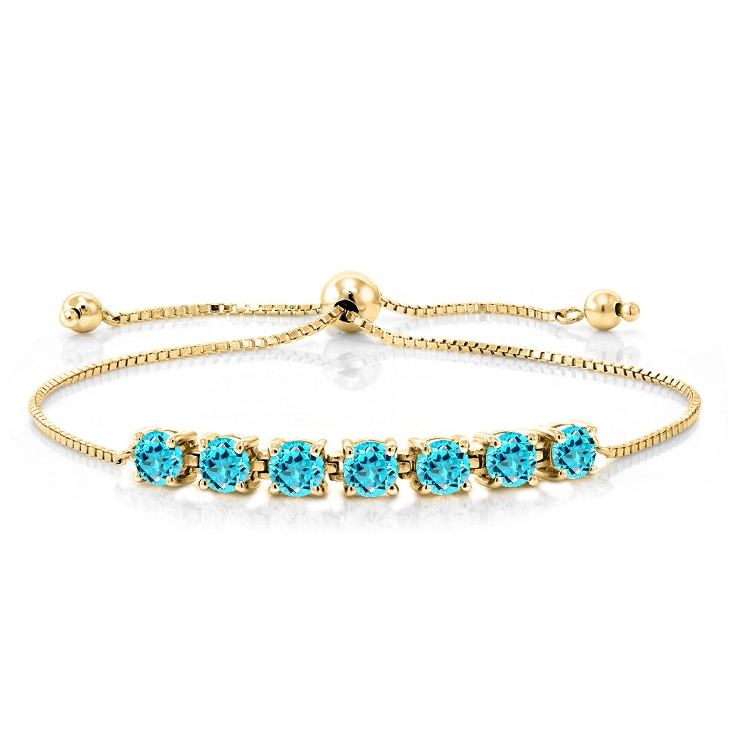 Swiss Blue Topaz - November_Bracelet in 925 Yellow Gold Plated Silver