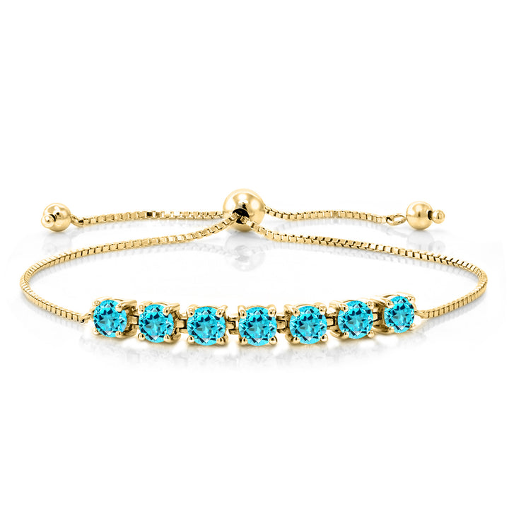 Swiss Blue Topaz - November_Bracelet in 925 Yellow Gold Plated Silver