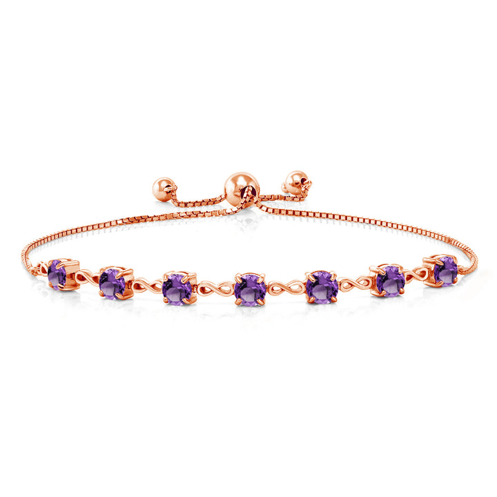 Amethyst - February_925 Rose Gold Plated Silver_Bracelet in 925 Rose Gold Plated Silver