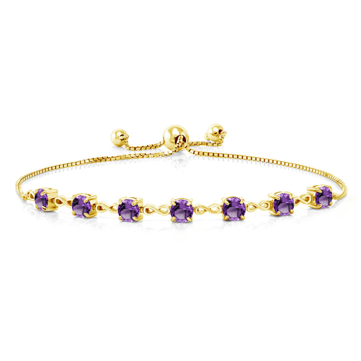 Amethyst - February_925 Yellow Gold Plated Silver_Bracelet in 925 Yellow Gold Plated Silver
