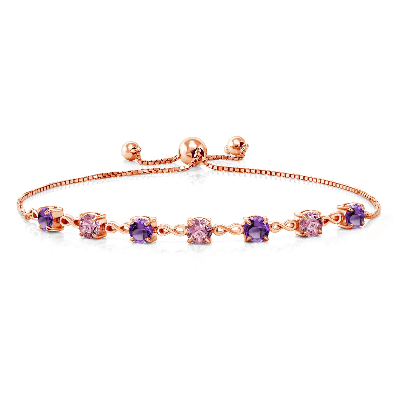 Amethyst - February_925 Rose Gold Plated Silver_Bracelet in 925 Rose Gold Plated Silver