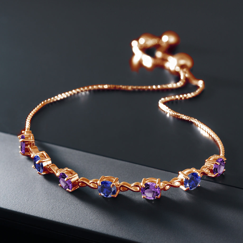 Amethyst - February_925 Rose Gold Plated Silver_Bracelet in 925 Rose Gold Plated Silver