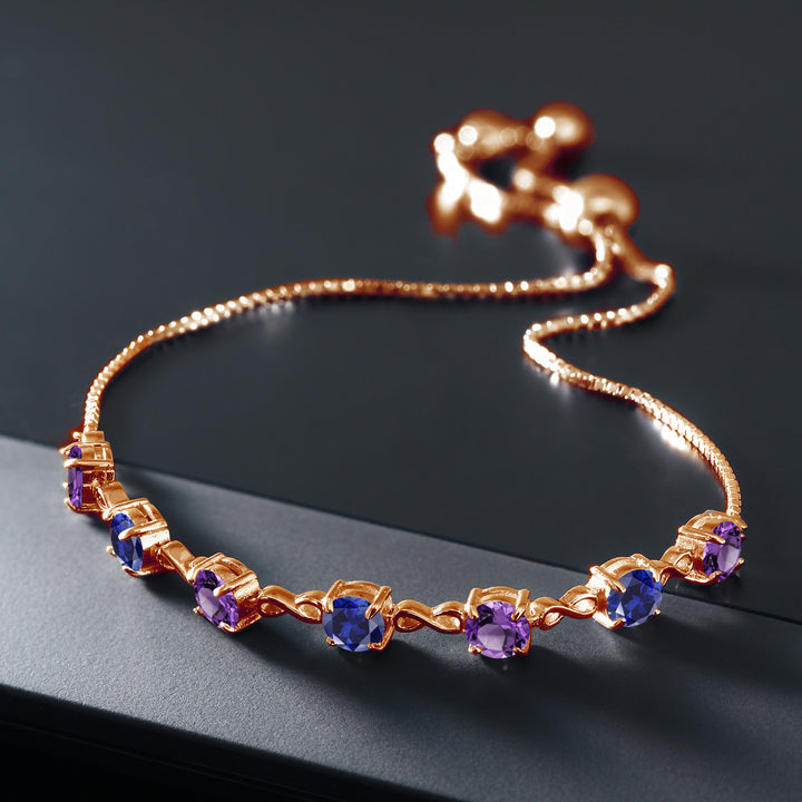 Amethyst - February_925 Rose Gold Plated Silver_Bracelet in 925 Rose Gold Plated Silver