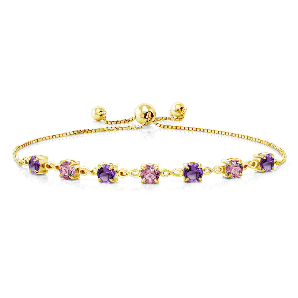 Amethyst - February_925 Yellow Gold Plated Silver_Bracelet in 925 Yellow Gold Plated Silver