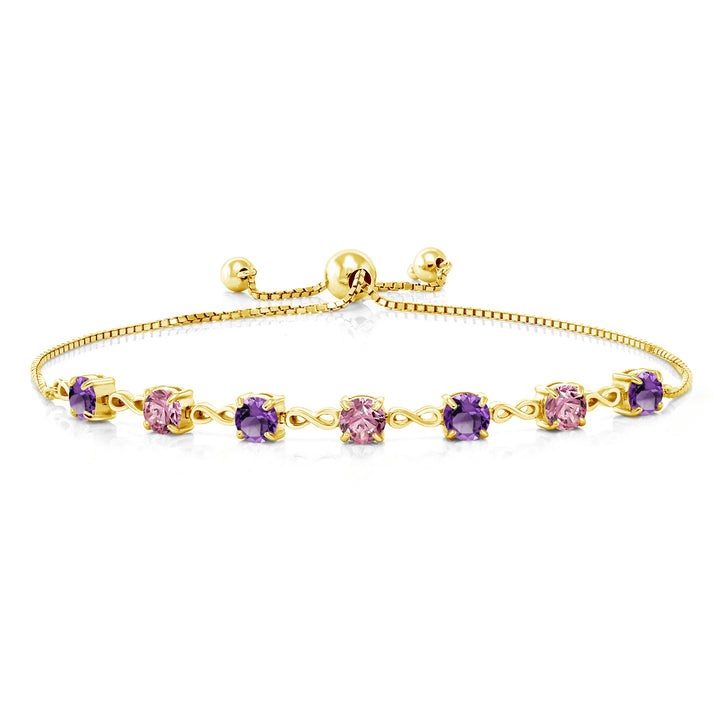 Amethyst - February_925 Yellow Gold Plated Silver_Bracelet in 925 Yellow Gold Plated Silver