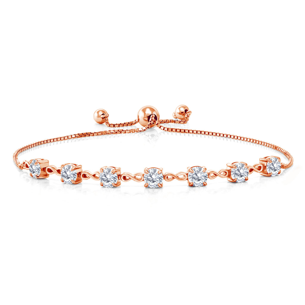 White Moissanite - April_925 Rose Gold Plated Silver_Bracelet in 925 Rose Gold Plated Silver