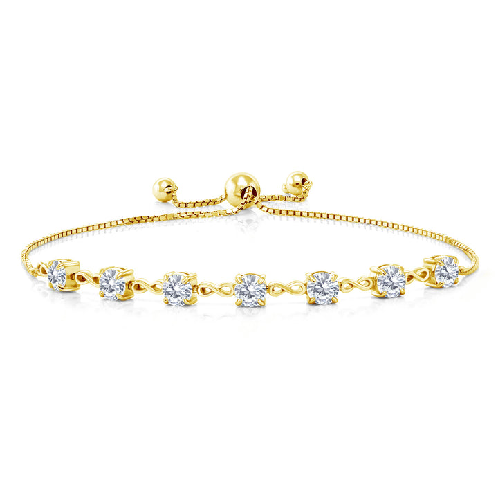 White Moissanite - April_925 Yellow Gold Plated Silver_Bracelet in 925 Yellow Gold Plated Silver