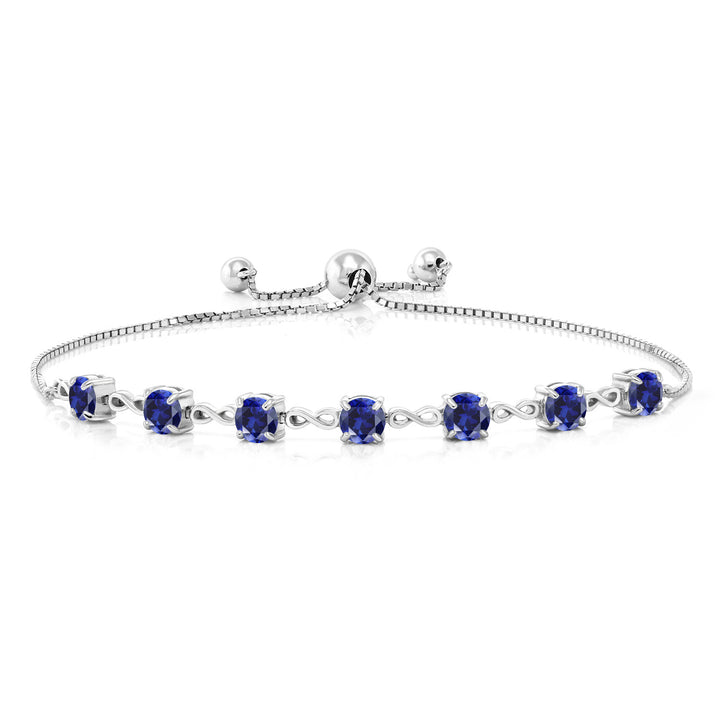 Blue Created Sapphire - September_925 Sterling Silver_Bracelet in 925 Sterling Silver