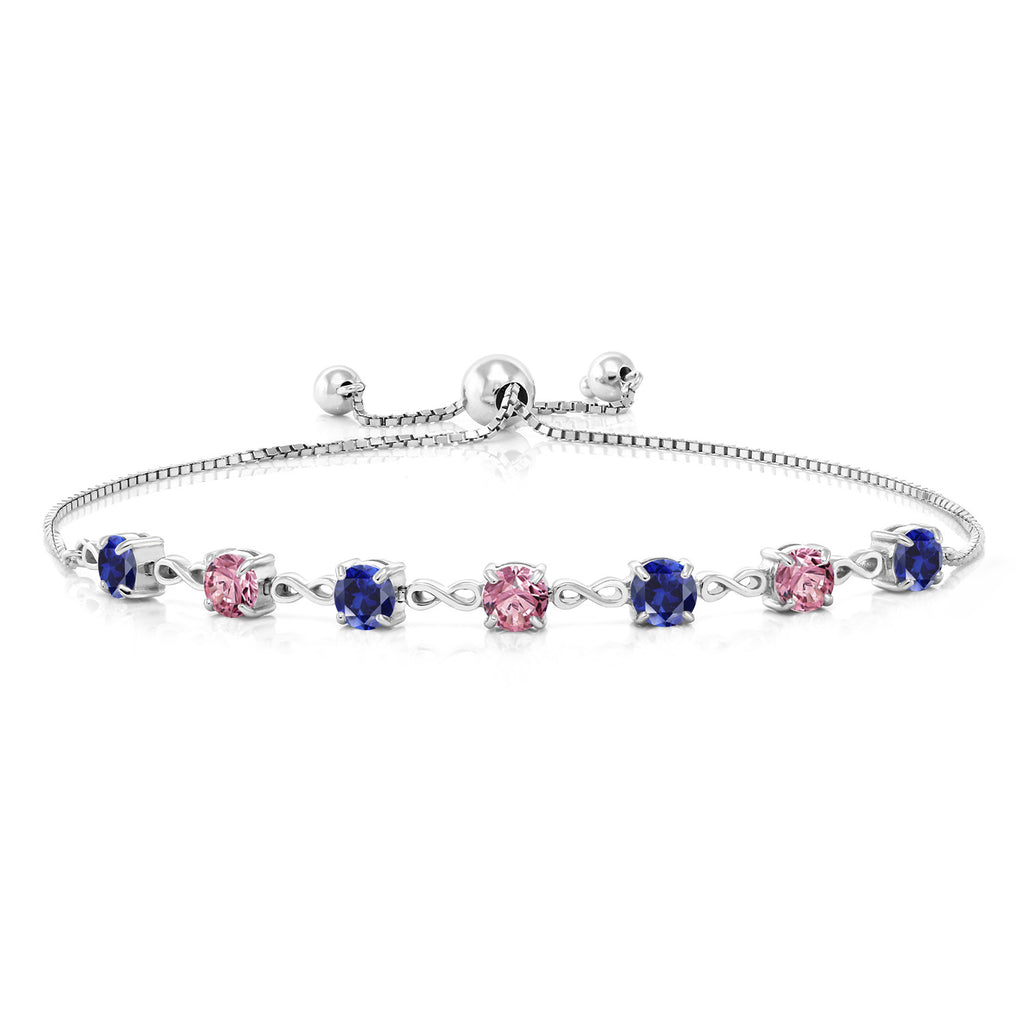 Blue Created Sapphire - September_925 Sterling Silver_Bracelet in 925 Sterling Silver