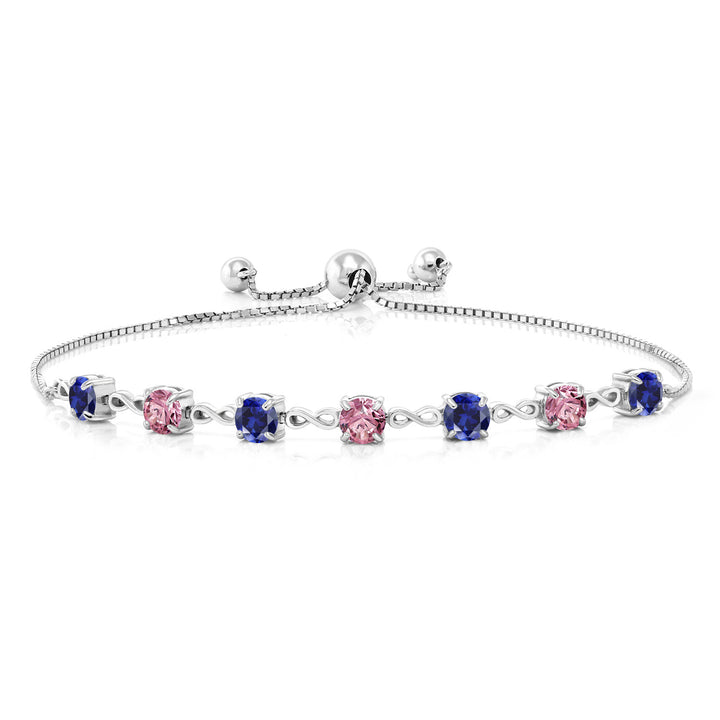Blue Created Sapphire - September_925 Sterling Silver_Bracelet in 925 Sterling Silver