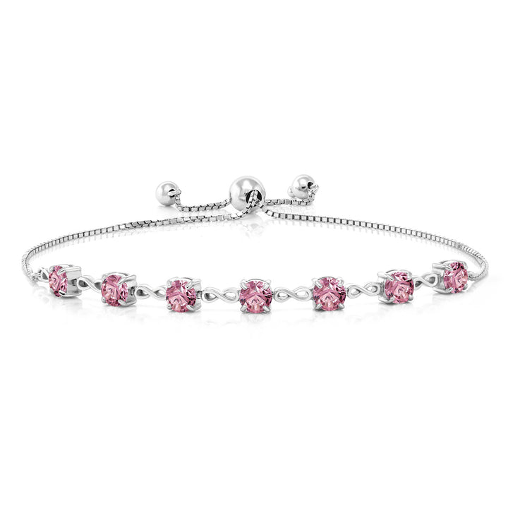 Pink Lab Grown Diamond - April_925 Sterling Silver_Bracelet in 925 Sterling Silver