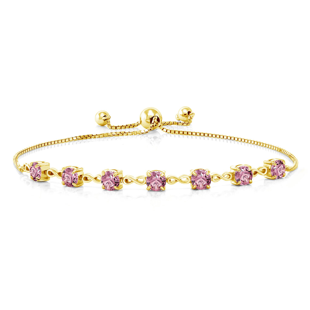 Pink Lab Grown Diamond - April_925 Yellow Gold Plated Silver_Bracelet in 925 Yellow Gold Plated Silver