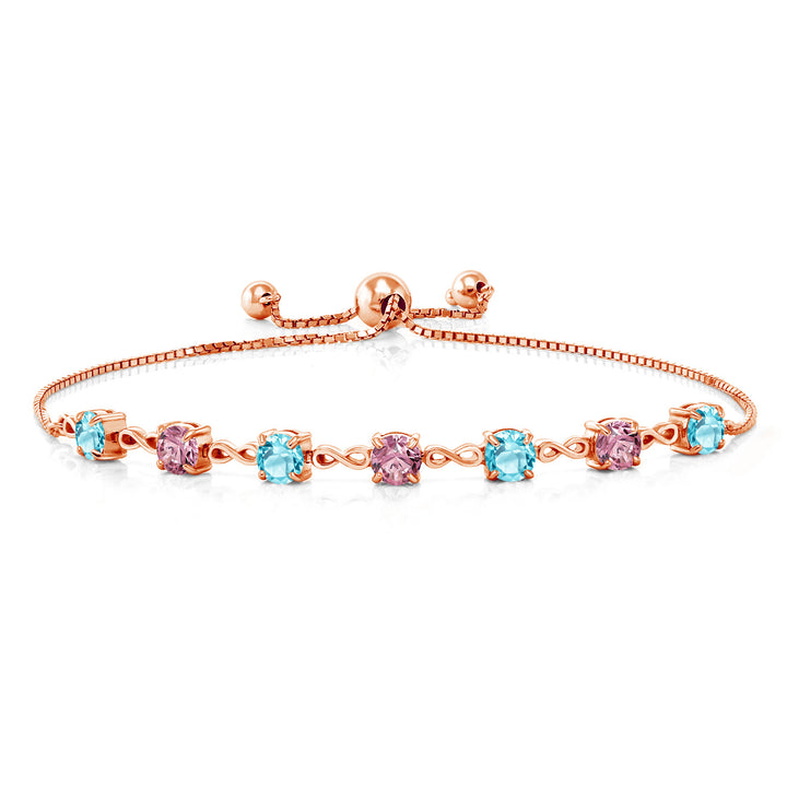 Swiss Blue Topaz - November_925 Rose Gold Plated Silver_Bracelet in 925 Rose Gold Plated Silver