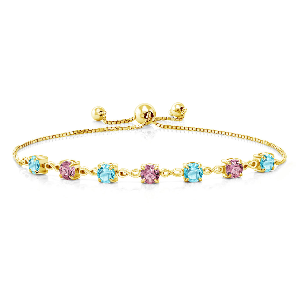 Swiss Blue Topaz - November_925 Yellow Gold Plated Silver_Bracelet in 925 Yellow Gold Plated Silver