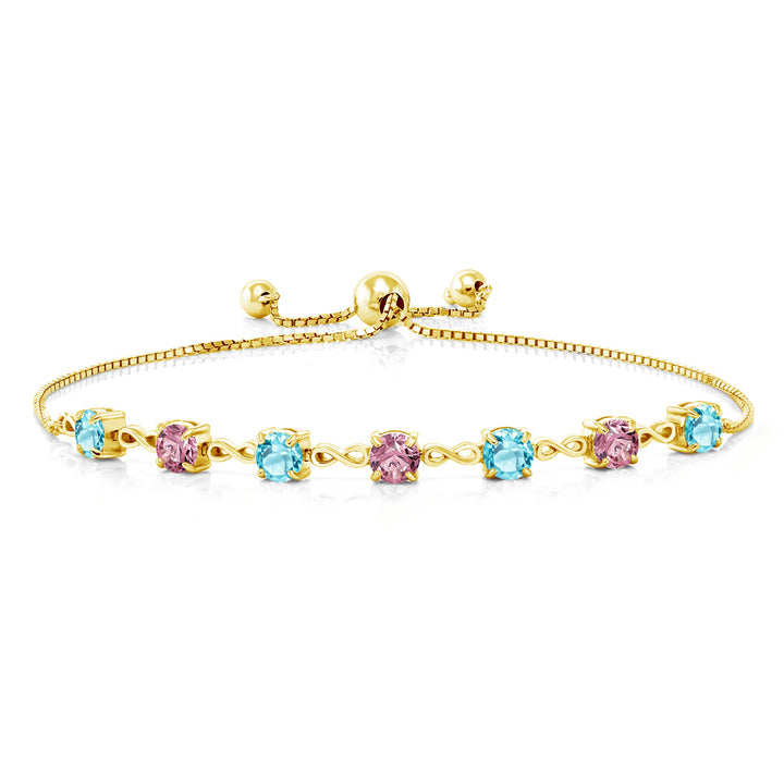 Swiss Blue Topaz - November_925 Yellow Gold Plated Silver_Bracelet in 925 Yellow Gold Plated Silver