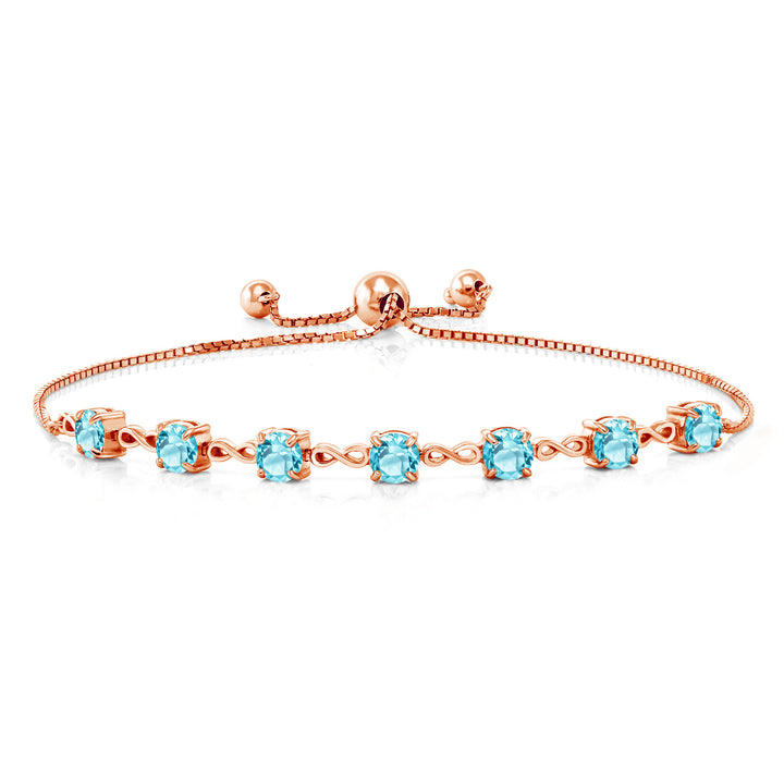 Swiss Blue Topaz - November_925 Rose Gold Plated Silver_Bracelet in 925 Rose Gold Plated Silver