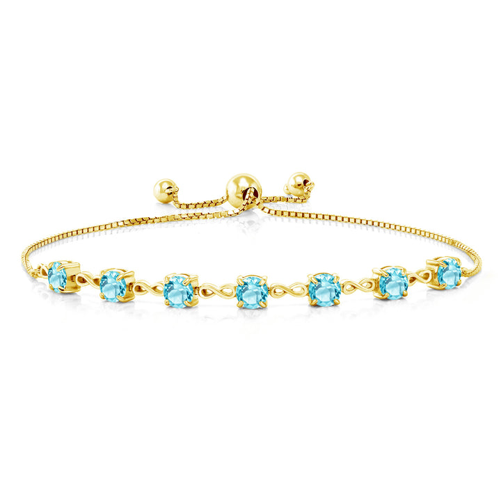 Swiss Blue Topaz - November_925 Yellow Gold Plated Silver_Bracelet in 925 Yellow Gold Plated Silver