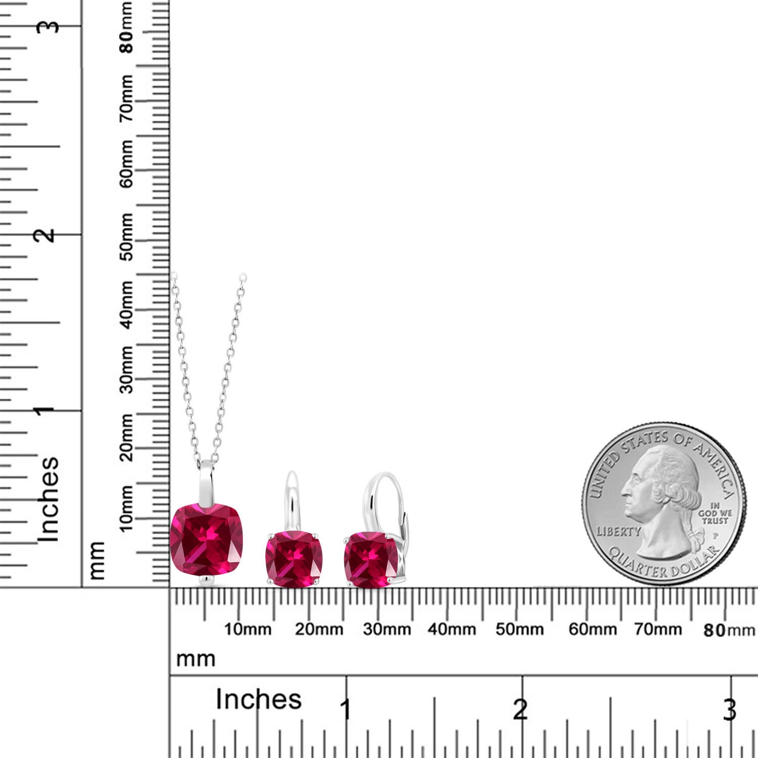 Pendant Earrings Set in 925 Sterling Silver