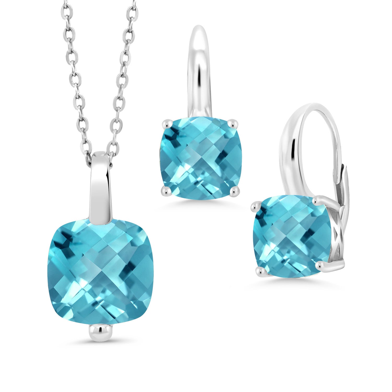 Pendant Earrings Set in 925 Sterling Silver
