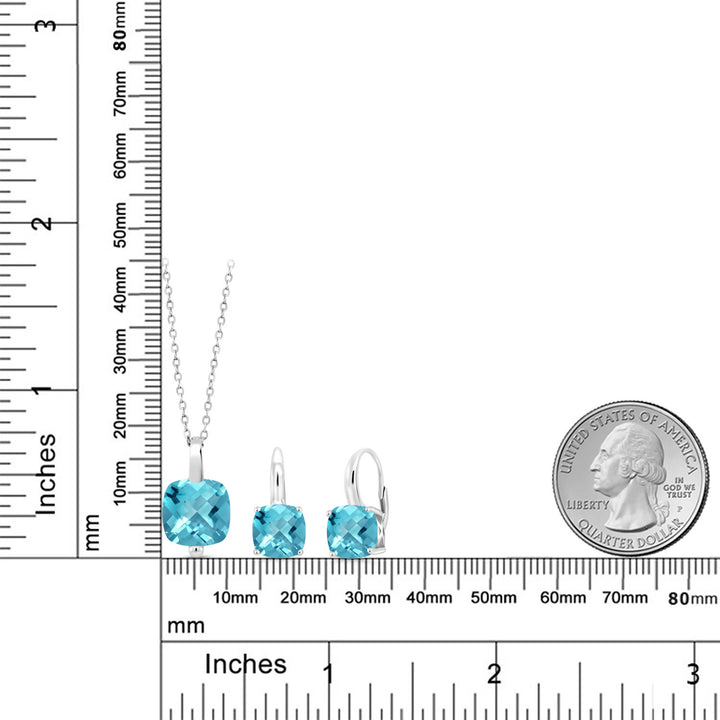 Pendant Earrings Set in 925 Sterling Silver