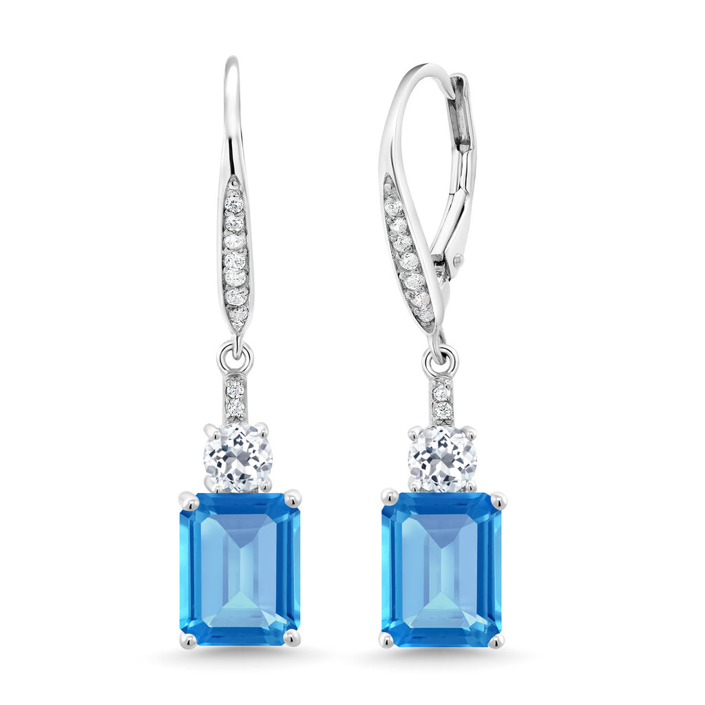 Swiss Blue Topaz - November_Earrings in 925 Sterling Silver