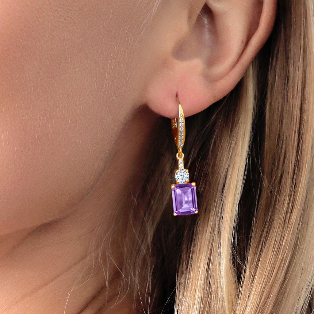 Garnet - January_Earrings in 925 Yellow Gold Plated Silver