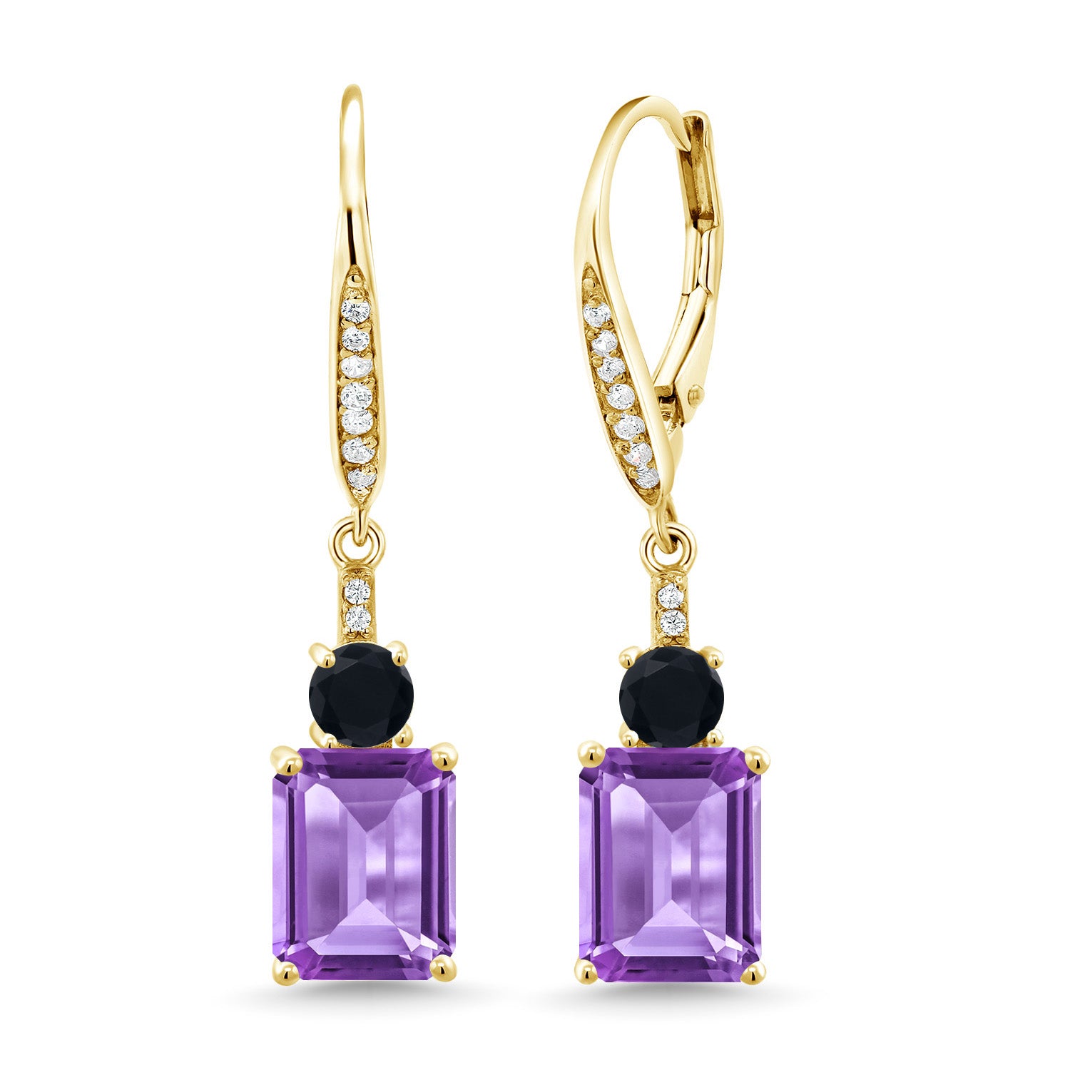 Amethyst - February_Earrings in 925 Yellow Gold Plated Silver