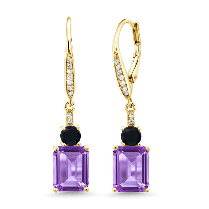 Amethyst - February_Earrings in 925 Yellow Gold Plated Silver