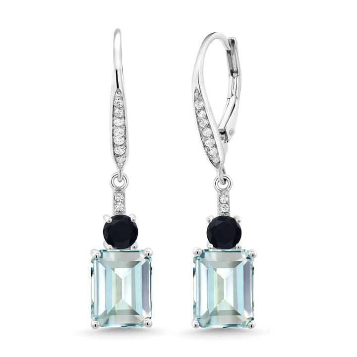 Created Aquamarine - March_Earrings in 925 Sterling Silver