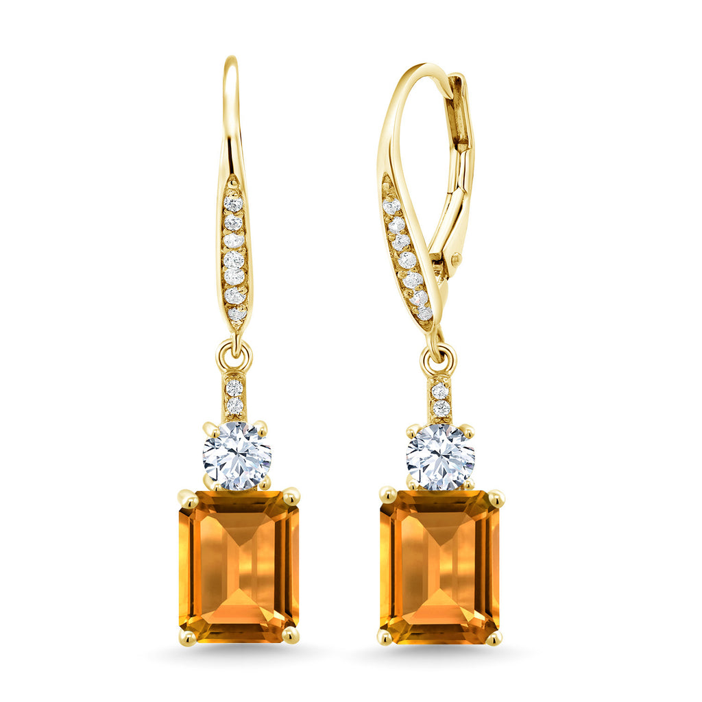 Citrine - November_Earrings in 925 Yellow Gold Plated Silver